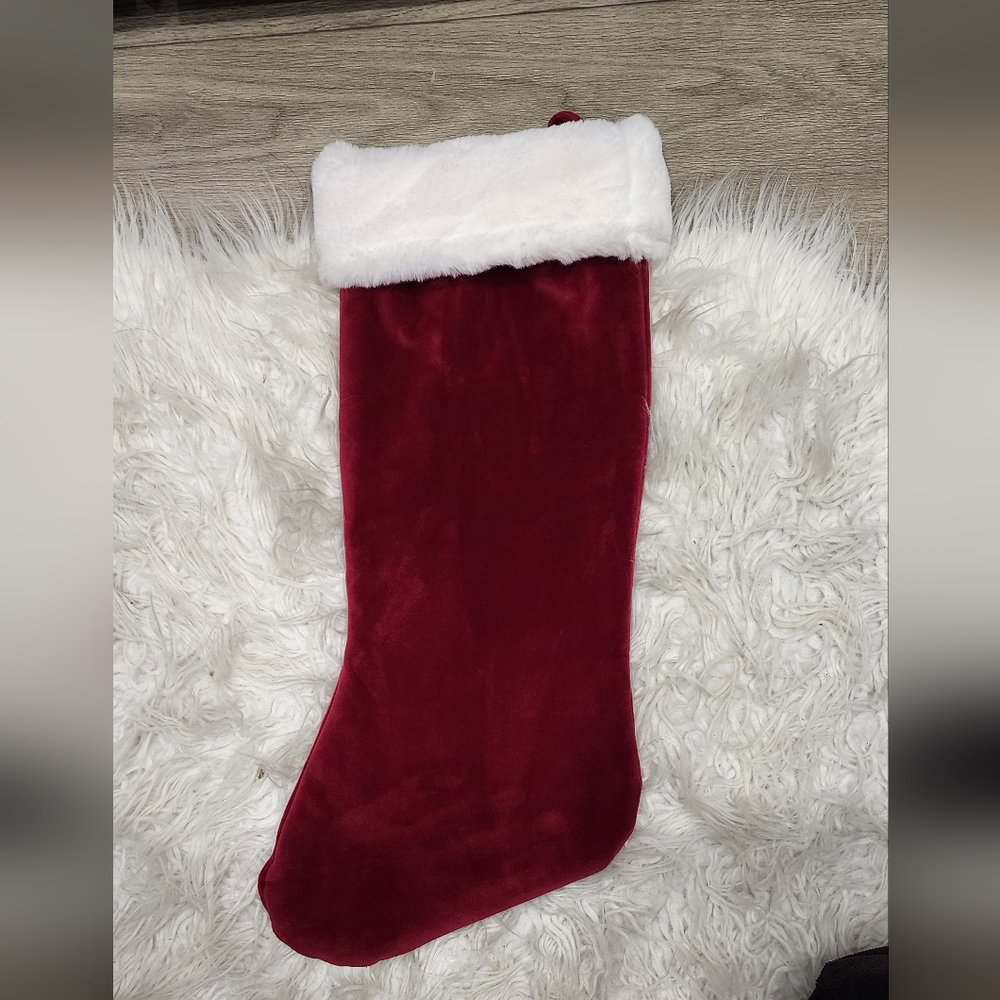 Christmas Stocking with White Embroidered "M" - Picture 8 of 8
